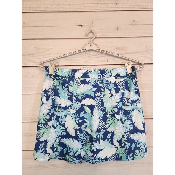Croft & Barrow Women's Blue Palm‎ Print Stretch Elastic Waist Mini Skort Size 2X - Picture 1 of 7